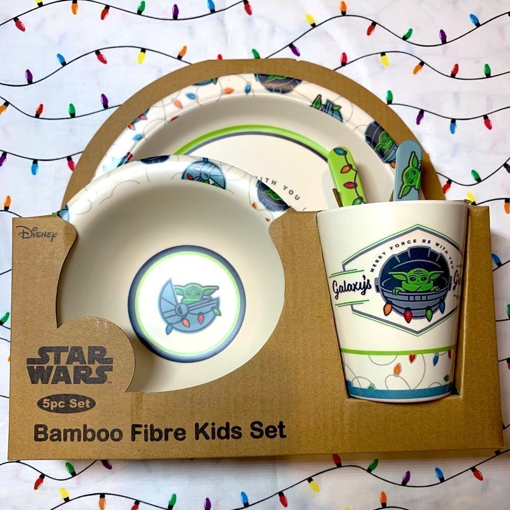𝅺🎄💚super cute Star Wars/The Child Bamboo Kids dinnerware set